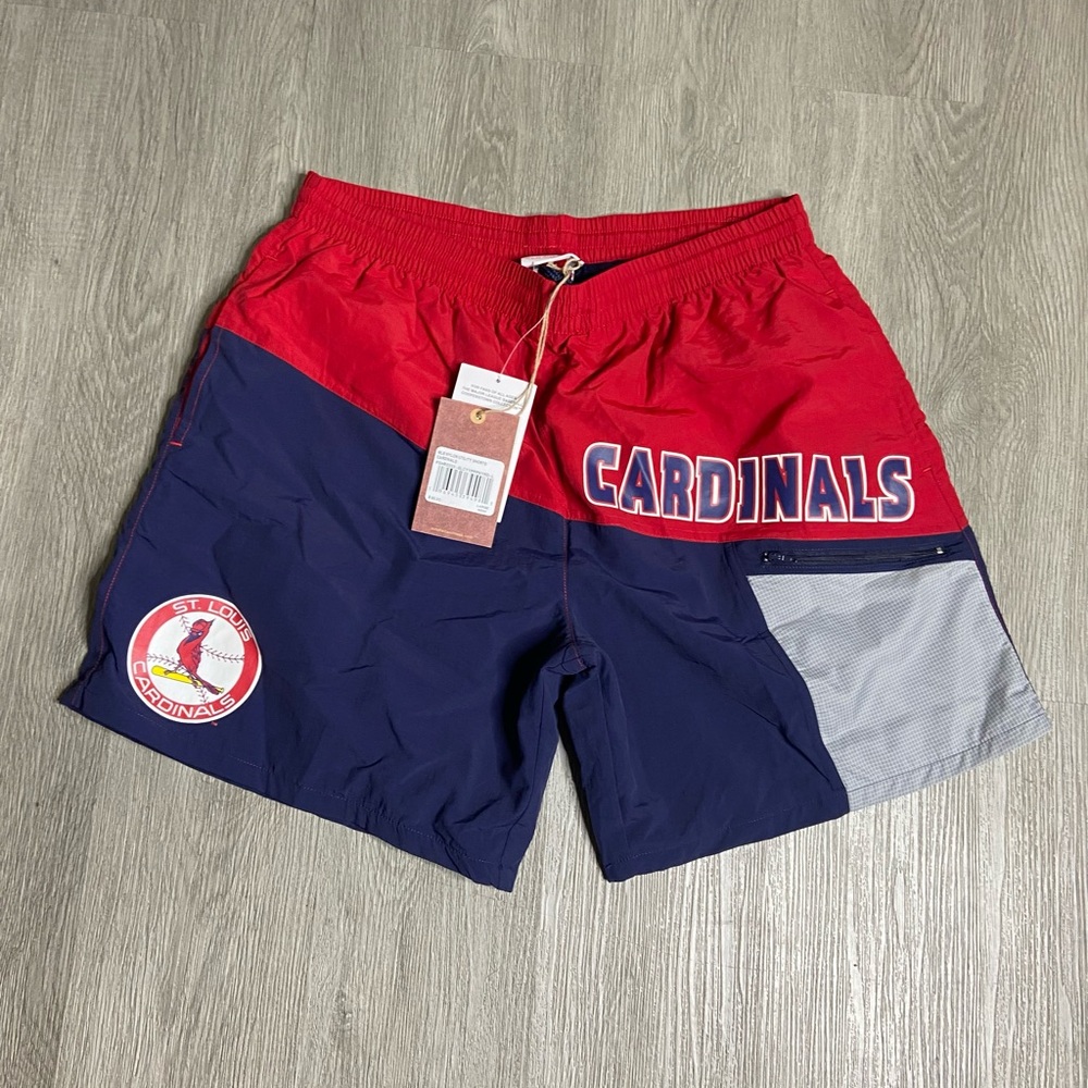 St Louis Cardinals Nylon Utility Shorts Mens Size Large Blue NWT MLB Baseball
